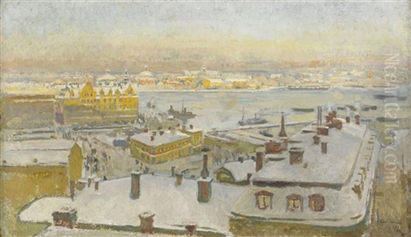 Utsikt Fran Soders Hojder - Stockholm Oil Painting by Axel Erdmann