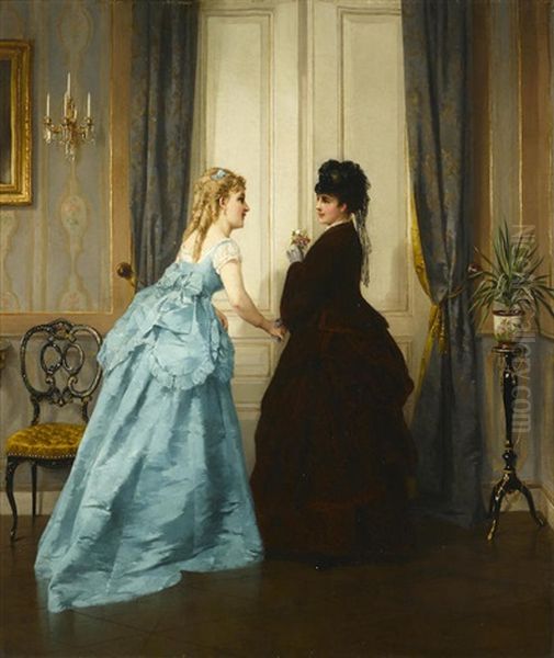 A Surprising Visit Oil Painting by Otto Wilhelm Eduard Erdmann