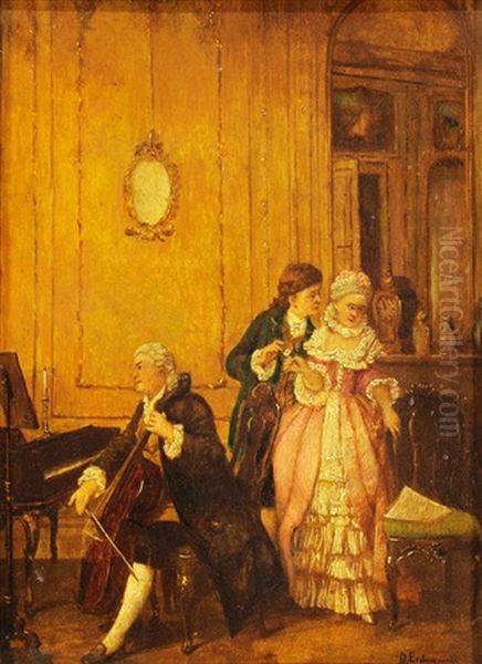 After Stelldichein Beim Cellisten Oil Painting by Otto Wilhelm Eduard Erdmann