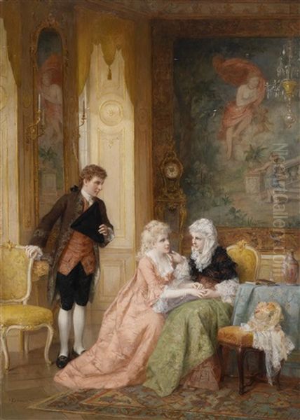 Besuch Bei Der Alten Dame Oil Painting by Otto Wilhelm Eduard Erdmann