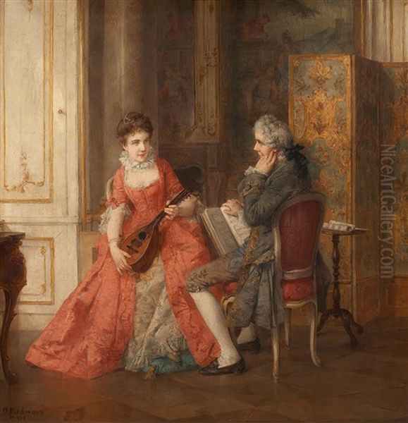 The Music Lesson Oil Painting by Otto Wilhelm Eduard Erdmann