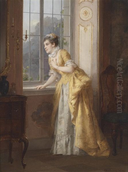 Junge Dame Am Fenster Oil Painting by Otto Wilhelm Eduard Erdmann