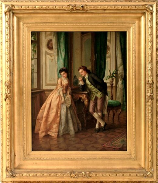 Two Figures In A Ball Room Scene Oil Painting by Otto Wilhelm Eduard Erdmann