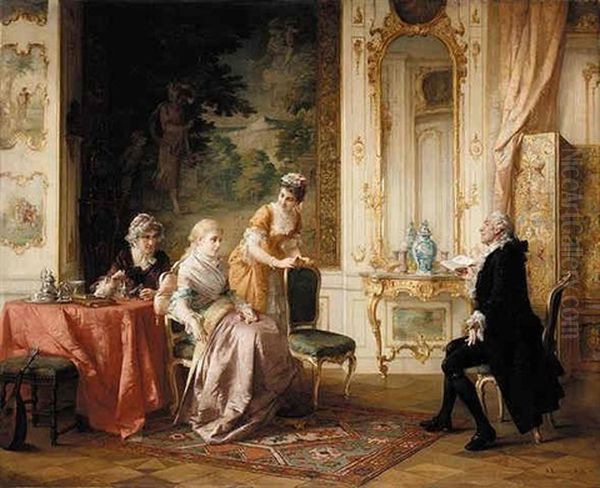 Das Rezitativ (the Recitation) Oil Painting by Otto Wilhelm Eduard Erdmann