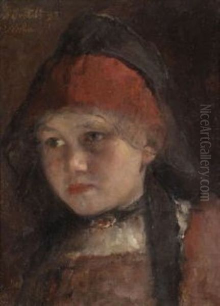 Kleines Madchen In Dachauer Tracht Oil Painting by Alois Erdtelt