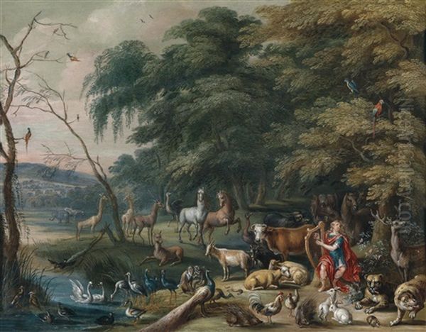 Orpheus Bezaubert Baume Und Tiere Mit Seinem Leierspiel Oil Painting by Engelbert Ergo