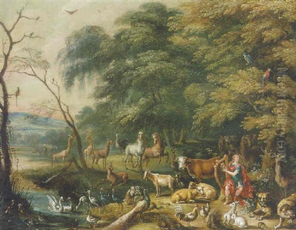 Orpheus Charming The Animals Oil Painting by Engelbert Ergo