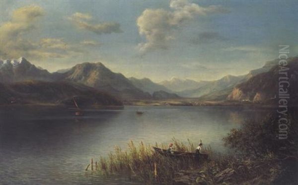 Landschaft Im Salzkammergut Oil Painting by Wilhelm Erhardt