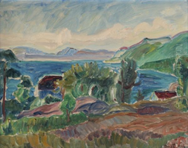 Kystlandskap Oil Painting by Thorvald Erichsen