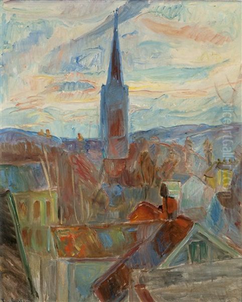 Kirkespiret, Lillehammer Oil Painting by Thorvald Erichsen