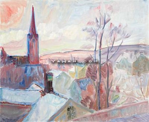 Kirke, Lillehammer Oil Painting by Thorvald Erichsen