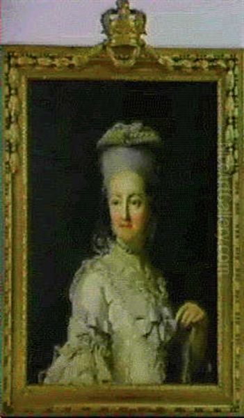 Portraet Af Dronning Juliane Marie, Brystbillede Oil Painting by Virgilius Erichsen