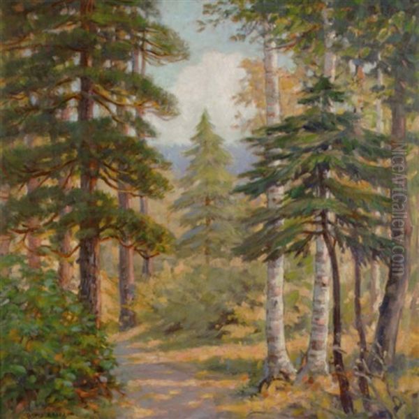 A Forest Interior Oil Painting by David Ericson