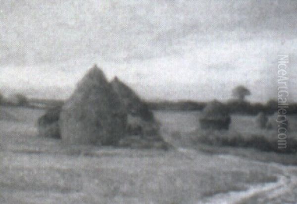 Haystacks Oil Painting by David Ericson