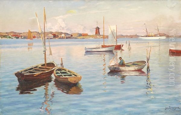 Marstrands Hamn (afton) Oil Painting by Johan Ericson