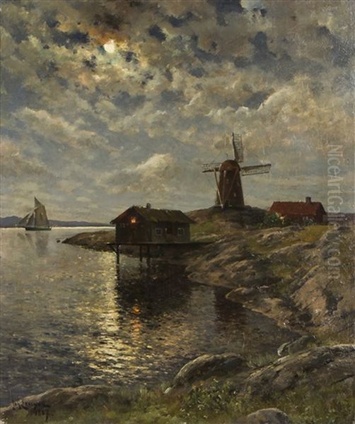 Under Moon Light Oil Painting by Johan Ericson