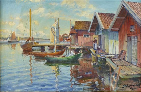 Fiskelage I Bohuslan Oil Painting by Johan Ericson