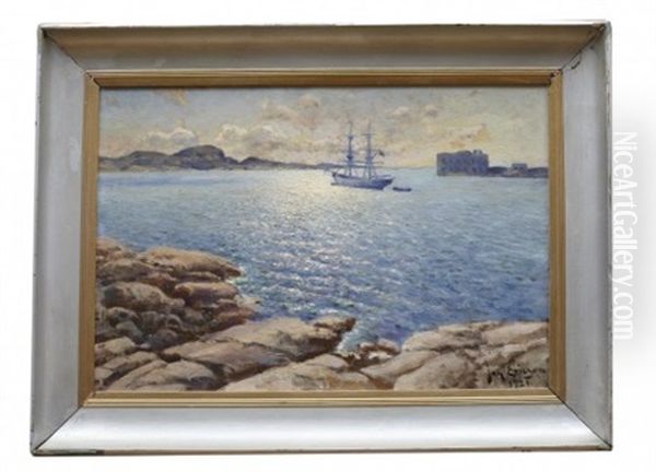 Marstrand, Vy Mot Sodra Strandverket Oil Painting by Johan Ericson