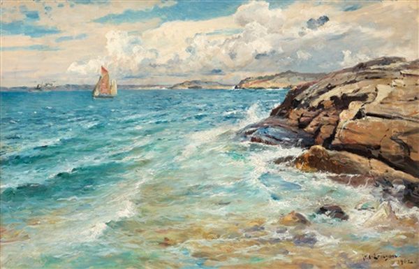 Kustmotiv Fran Marstrand Oil Painting by Johan Ericson