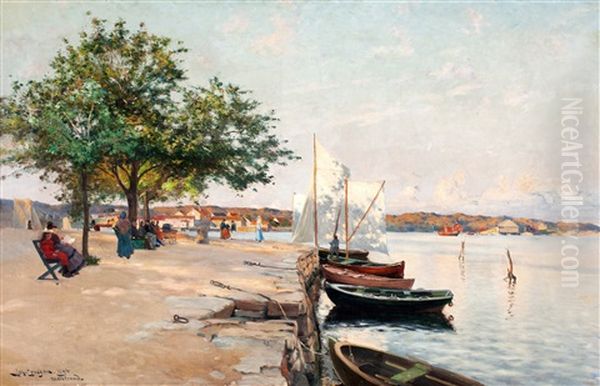 Marstrands Kaj Vid Sodra Inloppet Oil Painting by Johan Ericson