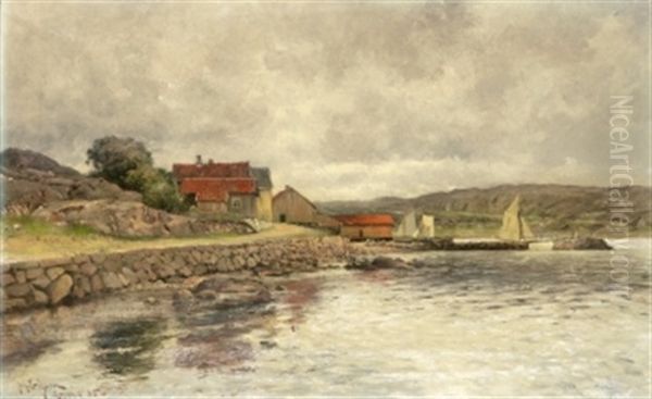 Strandpromenaden I Lysekil Oil Painting by Johan Ericson