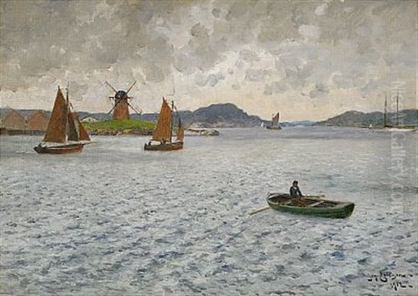 Utsikt Fran Marstrands Hamn Oil Painting by Johan Ericson