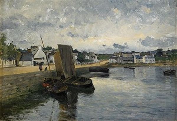 Stad Vid Vatten - Motiv Fran Concarneau Oil Painting by Johan Ericson