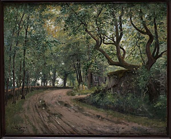 Parklandskap Oil Painting by Johan Ericson