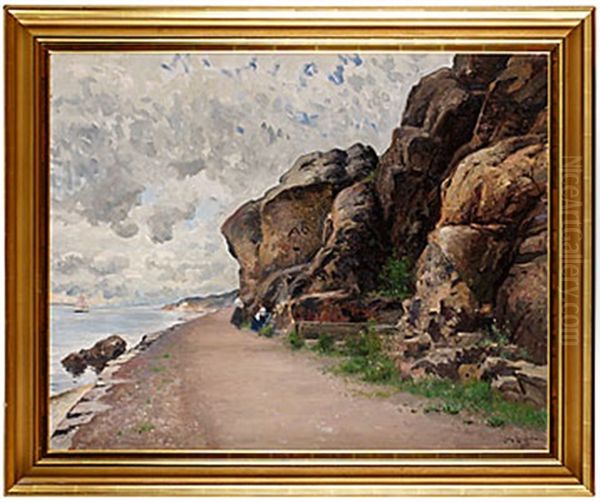 Kruthusvagen Marstrand - Sodra Strandvagen Oil Painting by Johan Ericson