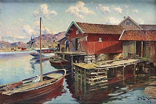 Fiskelage, Vastkusten Oil Painting by Johan Ericson