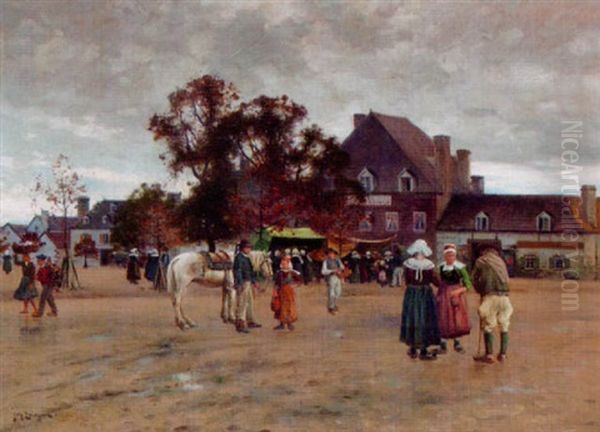 Torget I Concarneau Oil Painting by Johan Ericson