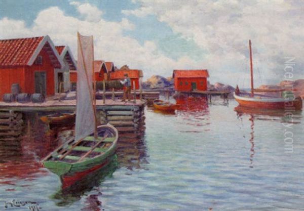 Fiskelage, Bohuslan Oil Painting by Johan Ericson