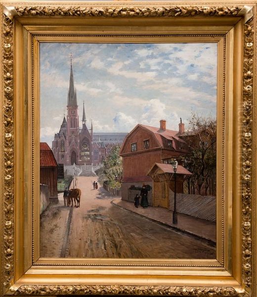 Town View Oil Painting by John Ericsson