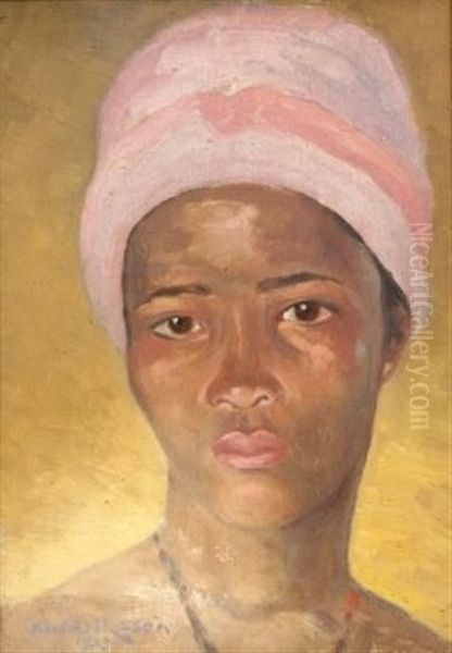 Portrait Of A Young African Woman Oil Painting by Axel Francis Zeraava Eriksson