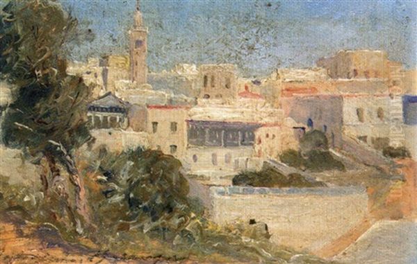 Vue De Sidi Bou Said Oil Painting by Baron Rodolphe d' Erlanger