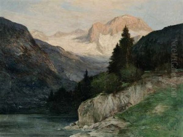 Gebirgslandschaft Oil Painting by Franz Erler