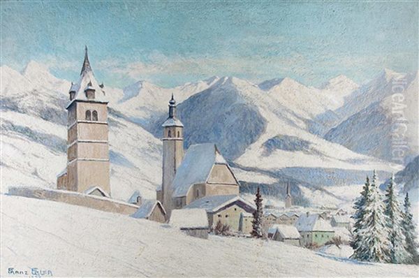 Kitzbuhel Im Winter Oil Painting by Franz Erler