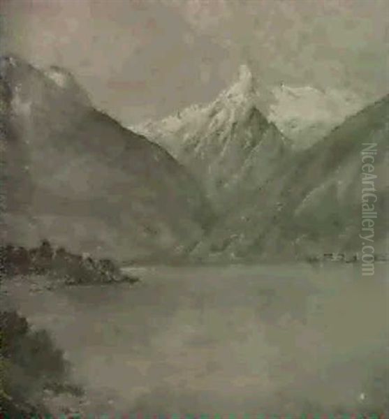 Bergsee Oil Painting by Franz Erler