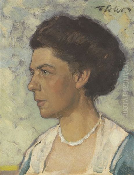 Bildnis Von Olga Erler Oil Painting by Fritz Erler