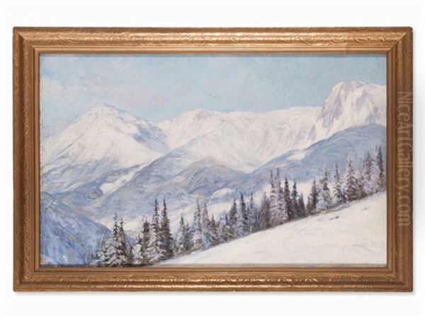 The Snowy Rax Alps Oil Painting by Fritz Erler