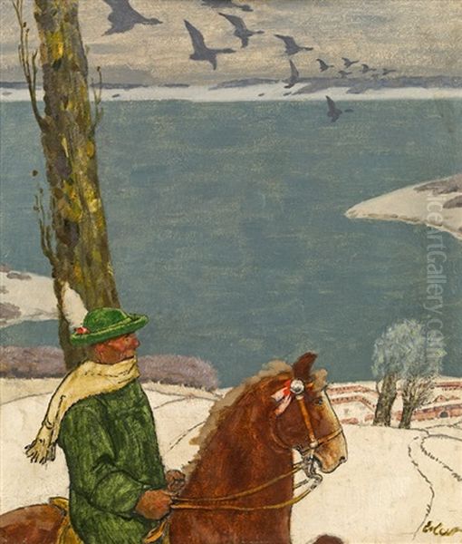 Ride In Winter (stephaniereiter) Oil Painting by Fritz Erler