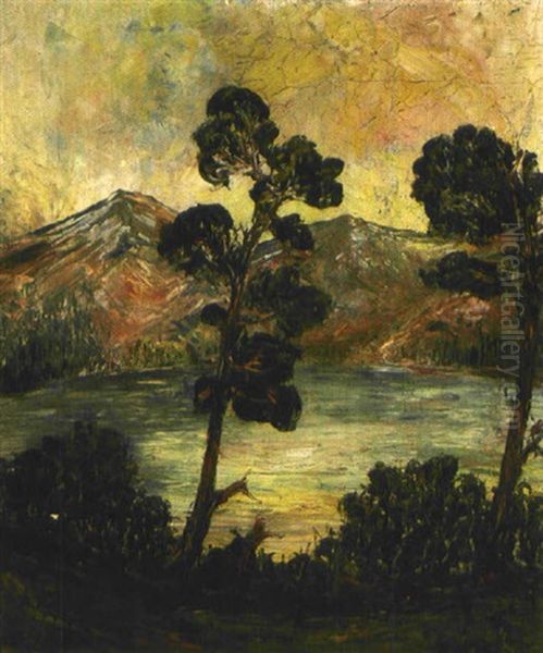 Bergsee Oil Painting by Fritz Erler