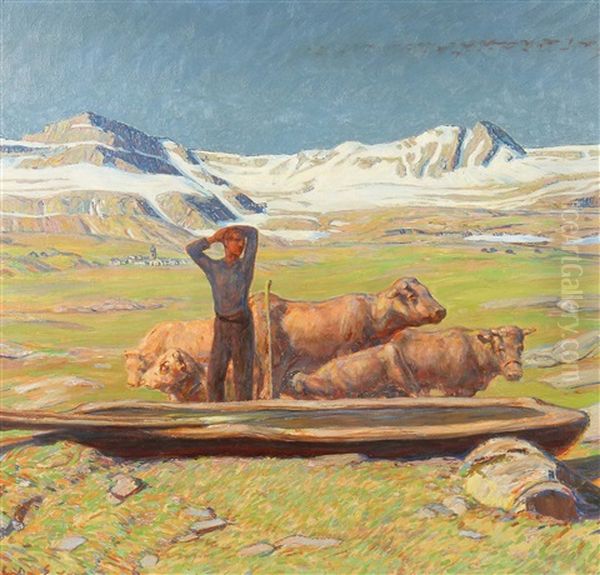 Alpenfruhling Oil Painting by Erich Erler-Samedan