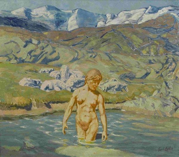 Das Kuhle Bad Oil Painting by Erich Erler-Samedan