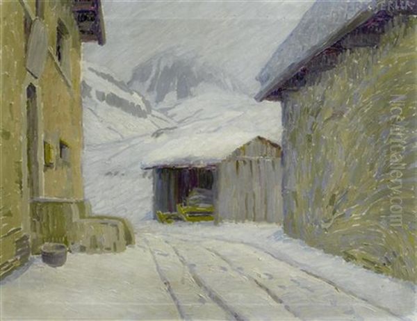 Julier-hospiz Oil Painting by Erich Erler-Samedan