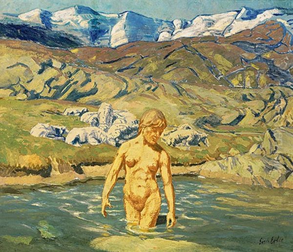 Das Kuhle Bad Oil Painting by Erich Erler-Samedan