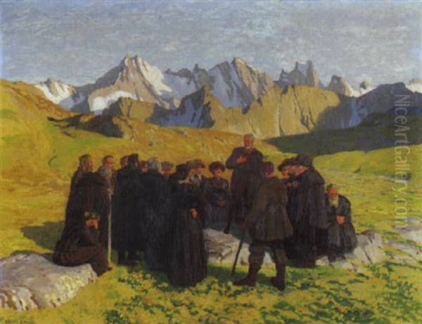 Hirtenpredigt Oil Painting by Erich Erler-Samedan