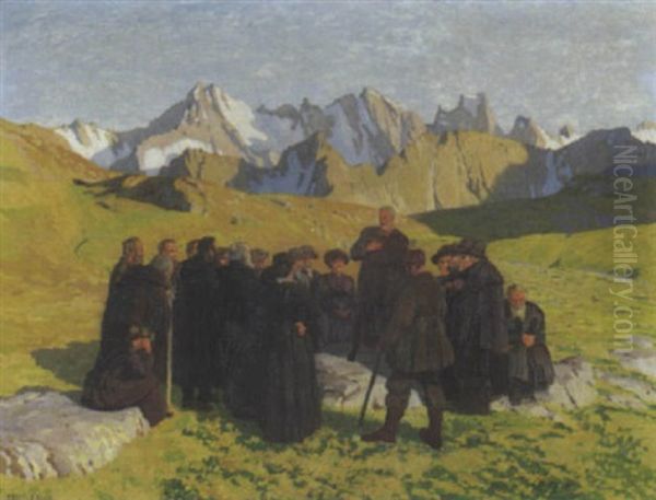 Hirtenpredigt Oil Painting by Erich Erler-Samedan