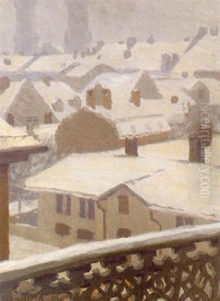 Winterstimmung In Munchen Mit Blick Auf Die Ludwigskirche Oil Painting by Erich Erler-Samedan