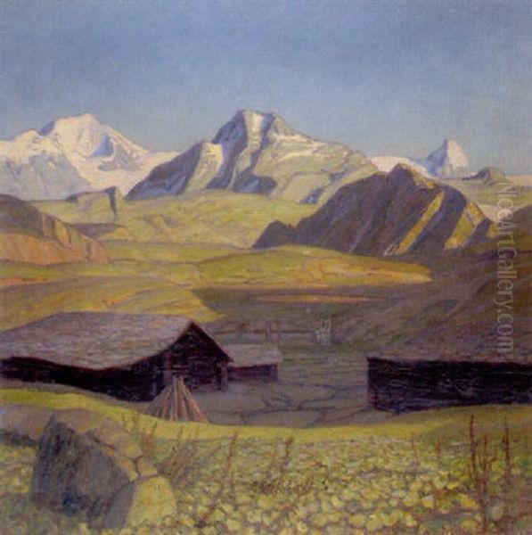 Verlassene Alm Oil Painting by Erich Erler-Samedan